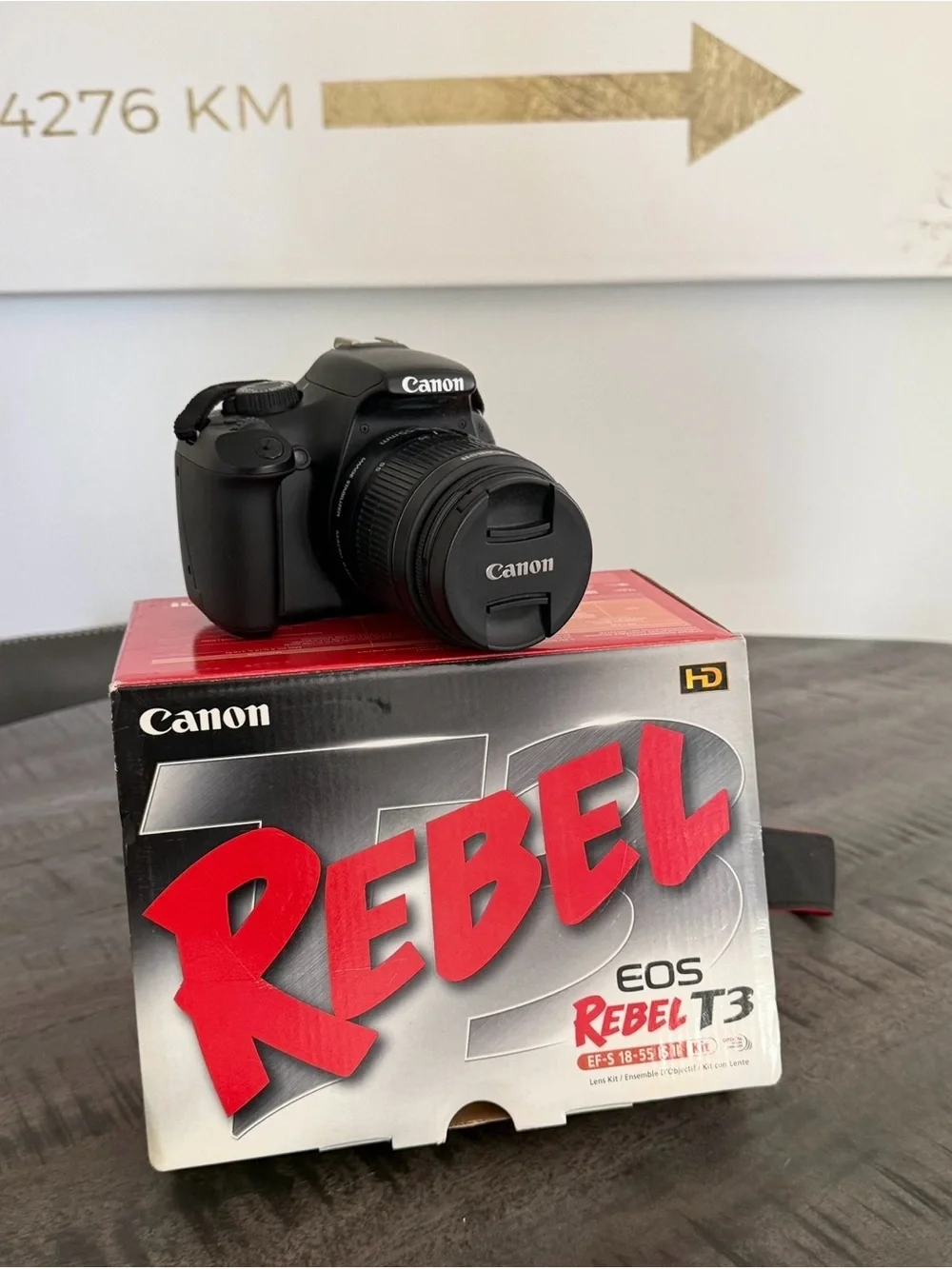 Canon EOS Rebel T3 DSLR Camera Kit with Black Bag and Black/Red Strap
